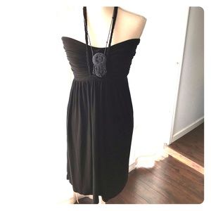 Black Strapless Stretchy Cotton MIdi Dress Size Small